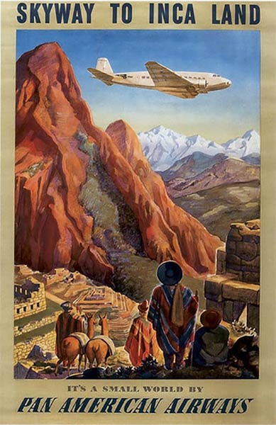 machu picchu vintage travel poster