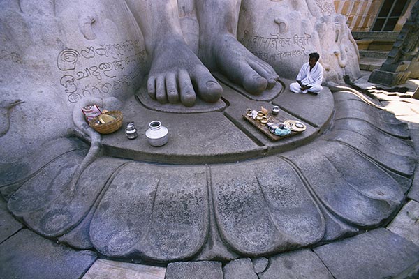 The Holy Feet of the Sri Gomatheswar statue, Shravanabelagola 