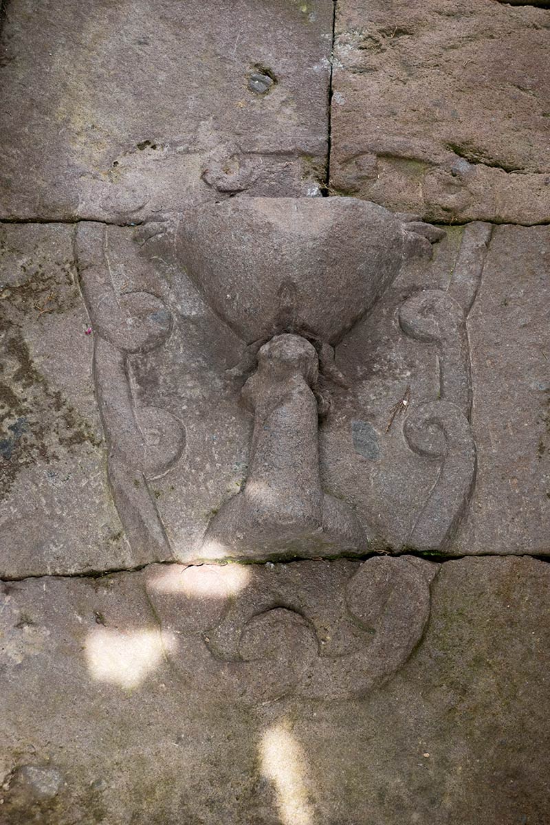 Sculpture of linga and yoni (phallus and vagina), Candi Sukuh