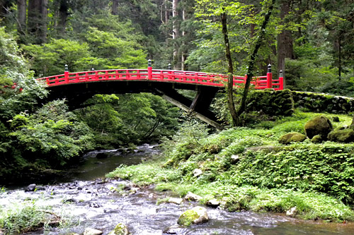 Haguro San, bridge at beginning of stone pathway to Sanjin Gosaiden temple